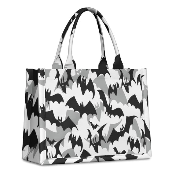 Large Capacity Tote Bag,Black and Gray Halloween Bats Handbag Fashion Luxury Tote Bag,15.7"x13"x 5.1" Inches,Laptop Compatible