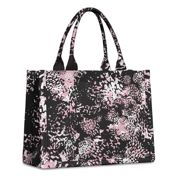 Large Capacity Tote Bag,Black and Pink Of Leopard Print Handbag Fashion Luxury Tote Bag,15.7"x13"x 5.1" Inches,Laptop Compatible