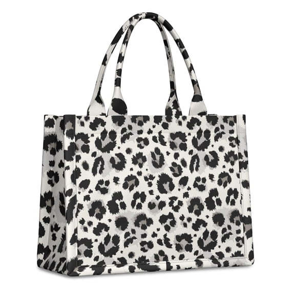 Large Capacity Tote Bag,Black and White Leopard Pattern Handbag Fashion Luxury Tote Bag,15.7"x13"x 5.1" Inches,Laptop Compatible