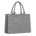 thumbnail image 1 of Large Capacity Tote Bag,Black and White Small Checkered Pattern Handbag Fashion Luxury Tote Bag,15.7"x13"x 5.1" Inches,Laptop Compatible, 1 of 6