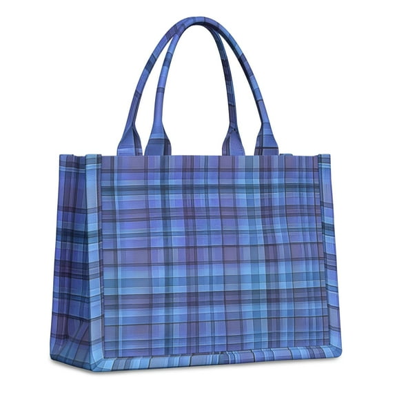 Large Capacity Tote Bag,Blue Checkerboard Checkered Pattern Handbag Fashion Luxury Tote Bag,15.7"x13"x 5.1" Inches,Laptop Compatible