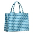 thumbnail image 1 of Large Capacity Tote Bag,Blue White Checkerboard Checkered Pattern Handbag Fashion Luxury Tote Bag,15.7"x13"x 5.1" Inches,Laptop Compatible, 1 of 6