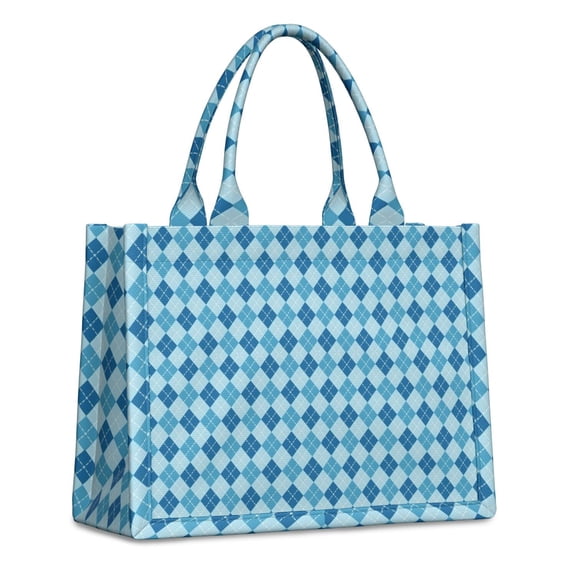 Large Capacity Tote Bag,Blue White Checkerboard Checkered Pattern Handbag Fashion Luxury Tote Bag,15.7"x13"x 5.1" Inches,Laptop Compatible