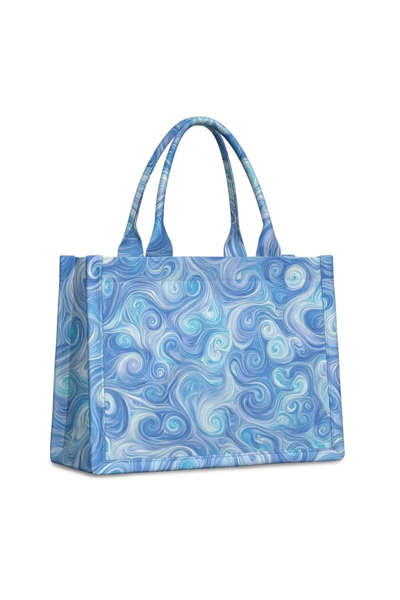 Large Capacity Tote Bag,Blue White Tie Dye Swirl Pattern Handbag Fashion Luxury Tote Bag,15.7"x13"x 5.1" Inches,Laptop Compatible