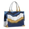 thumbnail image 1 of Large Capacity Tote Bag,Blue and Gold Marble Glitter Waves Pattern Handbag Fashion Luxury Tote Bag,15.7"x13"x 5.1" Inches,Laptop Compatible, 1 of 6