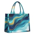 thumbnail image 1 of Large Capacity Tote Bag,Blue and Gold Marble Shimmer Streaks Pattern Handbag Fashion Luxury Tote Bag,15.7"x13"x 5.1" Inches,Laptop Compatible, 1 of 6