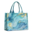thumbnail image 1 of Large Capacity Tote Bag,Blue and Gold Marble Wavy Veins Pattern Handbag Fashion Luxury Tote Bag,15.7"x13"x 5.1" Inches,Laptop Compatible, 1 of 6