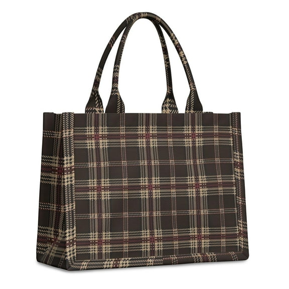Large Capacity Tote Bag,Brown Beige Checkerboard Checkered Pattern Handbag Fashion Luxury Tote Bag,15.7"x13"x 5.1" Inches,Laptop Compatible