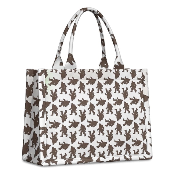 Large Capacity Tote Bag,Brown Bigfoot Pattern Handbag Fashion Luxury Tote Bag,15.7"x13"x 5.1" Inches,Laptop Compatible