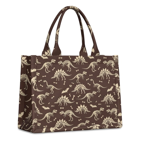 Large Capacity Tote Bag,Brown Cartoon Dinosaurs Fossils Pattern Handbag Fashion Luxury Tote Bag,15.7"x13"x 5.1" Inches,Laptop Compatible