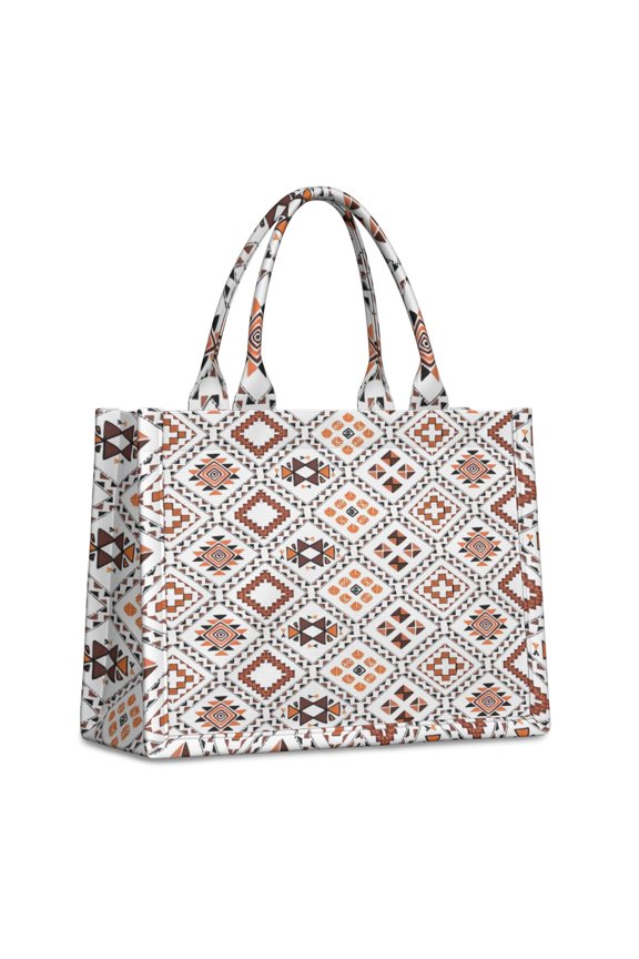 Large Capacity Tote Bag,Brown Geometric Diamond Pattern Handbag Fashion Luxury Tote Bag,15.7"x13"x 5.1" Inches,Laptop Compatible