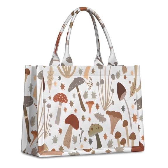 Large Capacity Tote Bag,Brown Mushroom Leaf Light Pattern Handbag Fashion Luxury Tote Bag,15.7"x13"x 5.1" Inches,Laptop Compatible