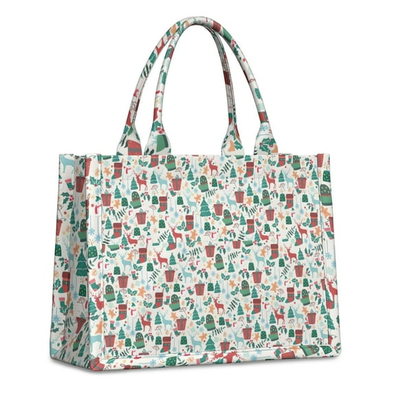 Large Capacity Tote Bag,Christmas Gift and Deer Pattern Handbag Fashion Luxury Tote Bag,15.7"x13"x 5.1" Inches,Laptop Compatible