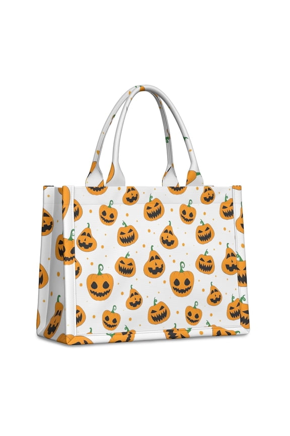 Large Capacity Tote Bag,Classic Halloween Pumpkins Pattern Handbag Fashion Luxury Tote Bag,15.7"x13"x 5.1" Inches,Laptop Compatible