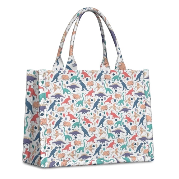 Large Capacity Tote Bag,Colorful Cartoon Dinosaurs Fossils Pattern Handbag Fashion Luxury Tote Bag,15.7"x13"x 5.1" Inches,Laptop Compatible