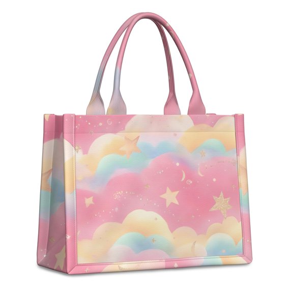 Large Capacity Tote Bag,Colorful Cloud Star Pattern Handbag Fashion Luxury Tote Bag,15.7"x13"x 5.1" Inches,Laptop Compatible
