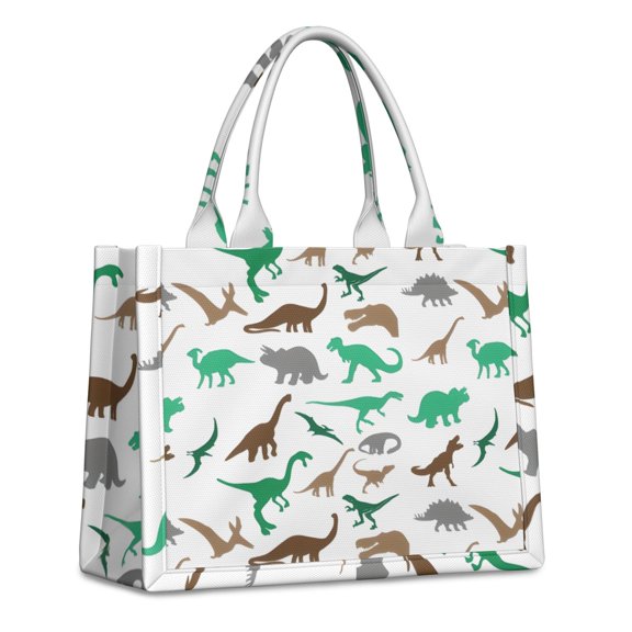 Large Capacity Tote Bag,Colorful Dinosaurs Silhouettes Pattern Handbag Fashion Luxury Tote Bag,15.7"x13"x 5.1" Inches,Laptop Compatible