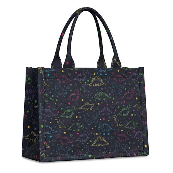 Large Capacity Tote Bag,Colorful Doodle Dinosaurs Dark Pattern Handbag Fashion Luxury Tote Bag,15.7"x13"x 5.1" Inches,Laptop Compatible