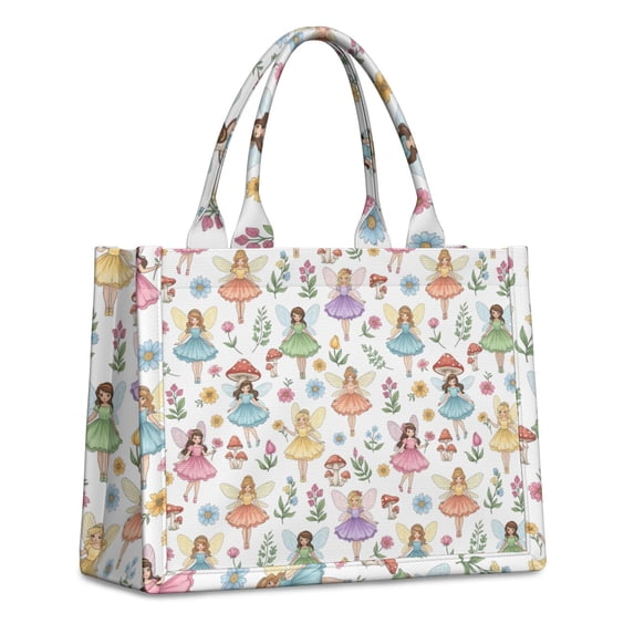 Large Capacity Tote Bag,Colorful Fairy Flower Pattern Handbag Fashion Luxury Tote Bag,15.7"x13"x 5.1" Inches,Laptop Compatible