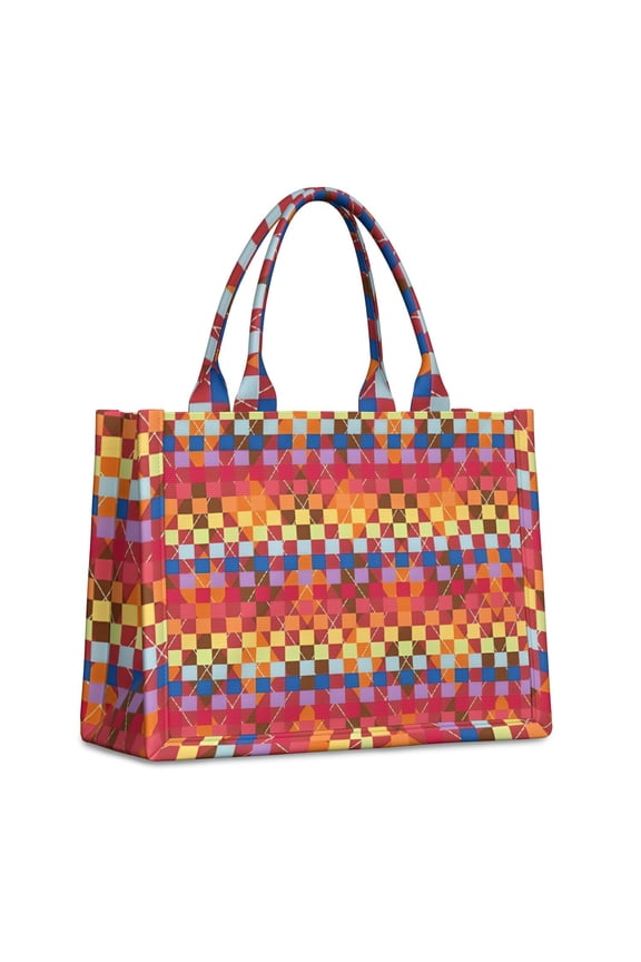 Large Capacity Tote Bag,Colorful Geometric Pattern Handbag Fashion Luxury Tote Bag,15.7"x13"x 5.1" Inches,Laptop Compatible