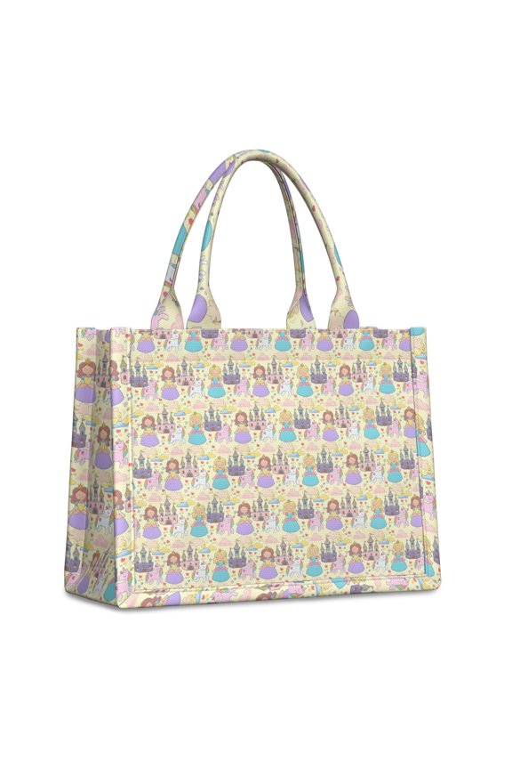 Large Capacity Tote Bag,Colorful Princess Castle Pattern Handbag Fashion Luxury Tote Bag,15.7"x13"x 5.1" Inches,Laptop Compatible