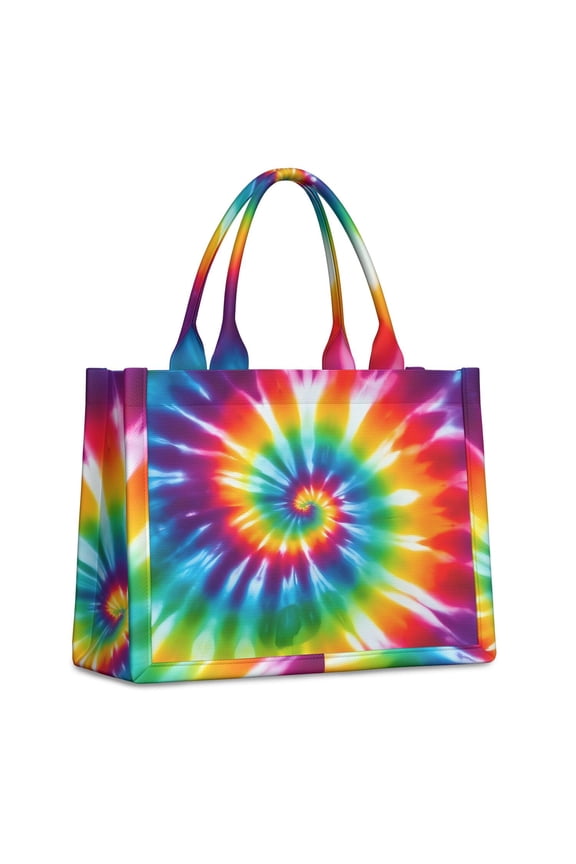 Large Capacity Tote Bag,Colorful Rainbow Tie Dye Spiral Pattern Handbag Fashion Luxury Tote Bag,15.7"x13"x 5.1" Inches,Laptop Compatible