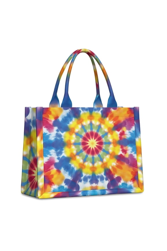 Large Capacity Tote Bag,Colorful Rainbow Tie Dye Spiral Pattern Handbag Fashion Luxury Tote Bag,15.7"x13"x 5.1" Inches,Laptop Compatible