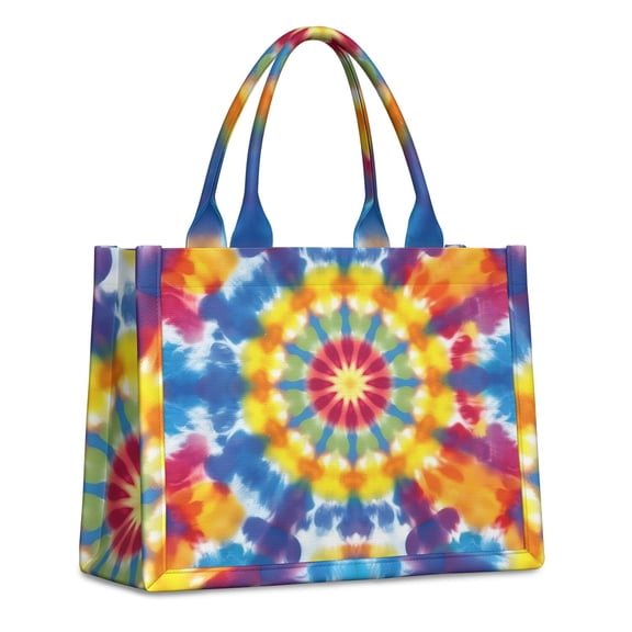 Large Capacity Tote Bag,Colorful Rainbow Tie Dye Spiral Pattern Handbag Fashion Luxury Tote Bag,15.7"x13"x 5.1" Inches,Laptop Compatible