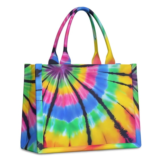 Large Capacity Tote Bag,Colorful Rainbow Tie Dye Spiral Pattern Handbag Fashion Luxury Tote Bag,15.7"x13"x 5.1" Inches,Laptop Compatible