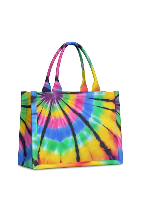 Large Capacity Tote Bag,Colorful Rainbow Tie Dye Spiral Pattern Handbag Fashion Luxury Tote Bag,15.7"x13"x 5.1" Inches,Laptop Compatible