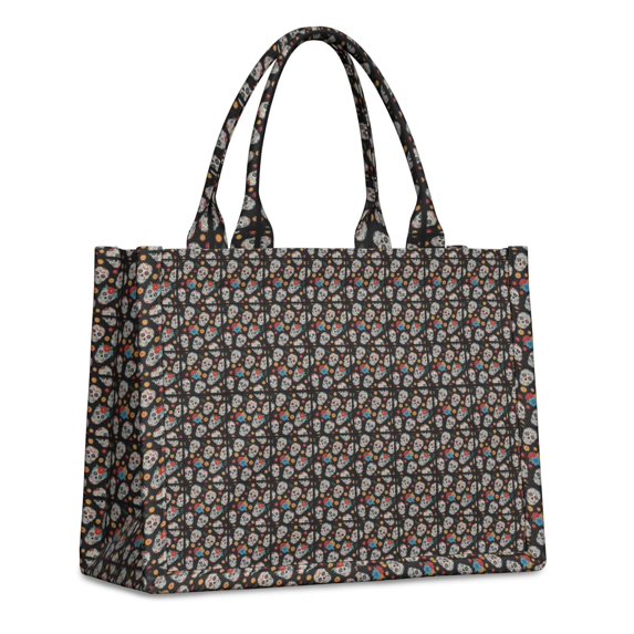 Large Capacity Tote Bag,Colorful Skull Pattern Handbag Fashion Luxury Tote Bag,15.7"x13"x 5.1" Inches,Laptop Compatible