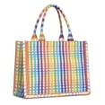 thumbnail image 1 of Large Capacity Tote Bag,Colorful Striped Checkered Pattern Handbag Fashion Luxury Tote Bag,15.7"x13"x 5.1" Inches,Laptop Compatible, 1 of 6