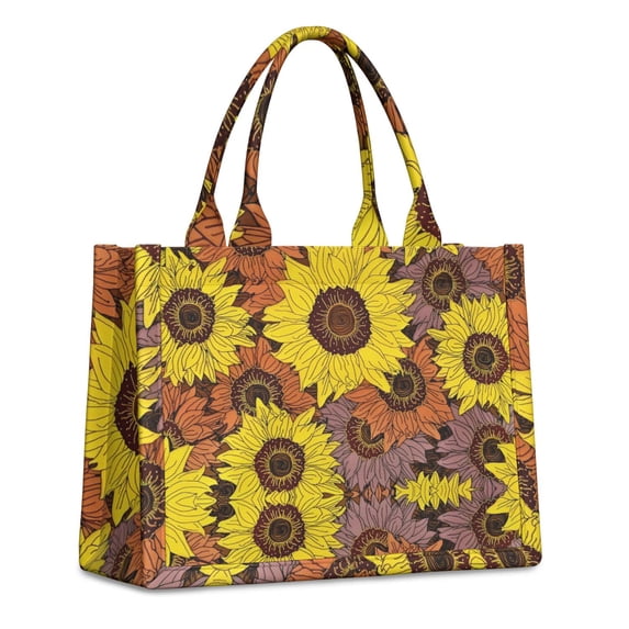 Large Capacity Tote Bag,Colorful Sunflower Pattern Handbag Fashion Luxury Tote Bag,15.7"x13"x 5.1" Inches,Laptop Compatible