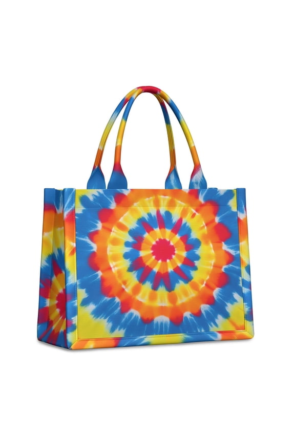 Large Capacity Tote Bag,Colorful Tie Dye Mandala Handbag Fashion Luxury Tote Bag,15.7"x13"x 5.1" Inches,Laptop Compatible