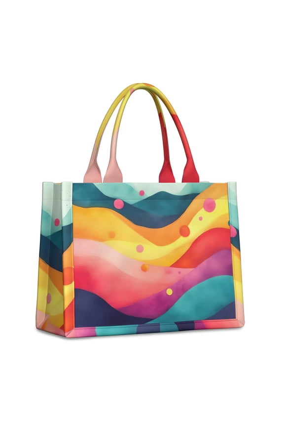 Large Capacity Tote Bag,Colorful Tie Dye Mountain Pattern Handbag Fashion Luxury Tote Bag,15.7"x13"x 5.1" Inches,Laptop Compatible