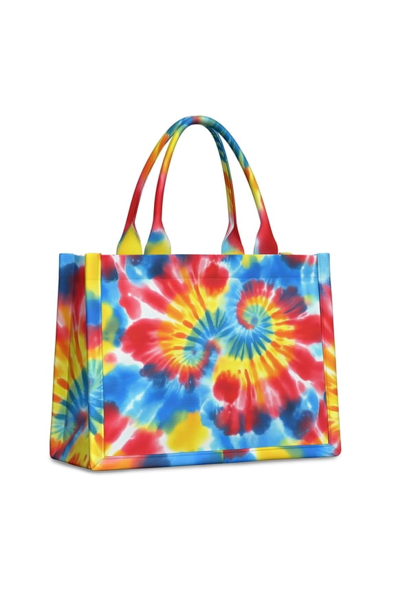 Large Capacity Tote Bag,Colorful Tie Dye Pattern Handbag Fashion Luxury Tote Bag,15.7"x13"x 5.1" Inches,Laptop Compatible