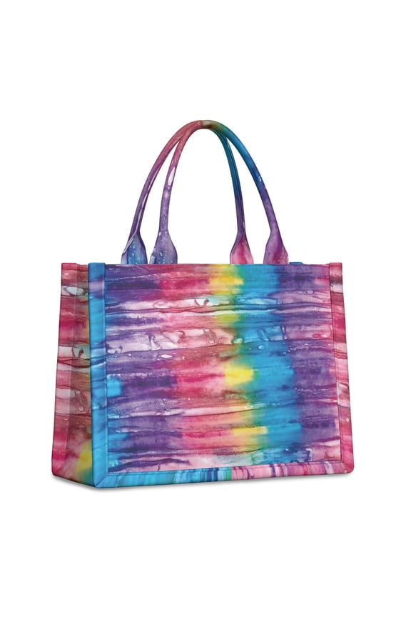 Large Capacity Tote Bag,Colorful Tie Dye Pattern Handbag Fashion Luxury Tote Bag,15.7"x13"x 5.1" Inches,Laptop Compatible