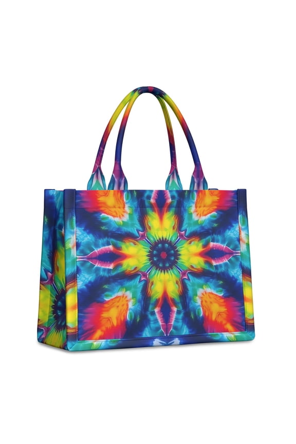 Large Capacity Tote Bag,Colorful Tie Dye Symmetric Pattern Handbag Fashion Luxury Tote Bag,15.7"x13"x 5.1" Inches,Laptop Compatible