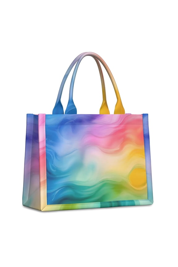 Large Capacity Tote Bag,Colorful Tie Dye Wave Pattern Handbag Fashion Luxury Tote Bag,15.7"x13"x 5.1" Inches,Laptop Compatible
