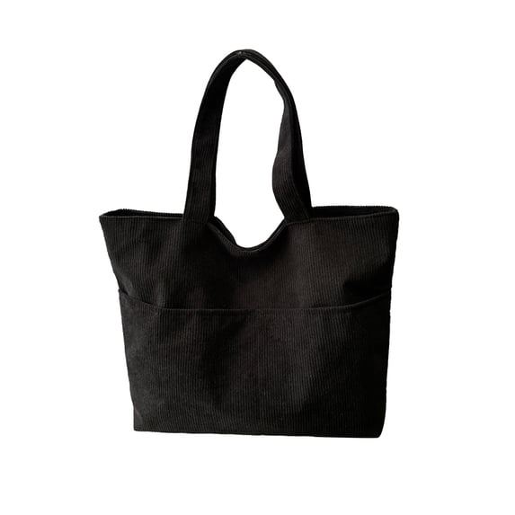Large Capacity Tote Bag, Corduroy Shoulder Bag with Zipper Pocket, Stylish Casual Handbag for Work Travel, Durable Daily Storage Bag, Gift for Women