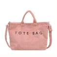 thumbnail image 1 of Large Capacity Tote Bag, Corduroy Texture Lightweight Shoulder Bag, Casual Work Bag with Zippered Pocket for Women, 1 of 6