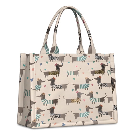 Large Capacity Tote Bag,Cute Cartoon Dachshund Handbag Fashion Luxury Tote Bag,15.7"x13"x 5.1" Inches,Laptop Compatible