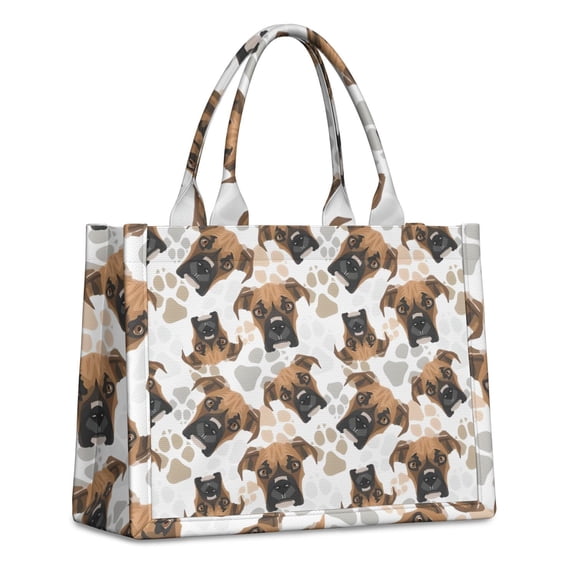 Large Capacity Tote Bag,Cute Doberman and Dog Footprint Handbag Fashion Luxury Tote Bag,15.7"x13"x 5.1" Inches,Laptop Compatible