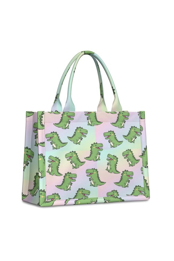Large Capacity Tote Bag,Cute Green Dinosaurs Gradient Pattern Handbag Fashion Luxury Tote Bag,15.7"x13"x 5.1" Inches,Laptop Compatible