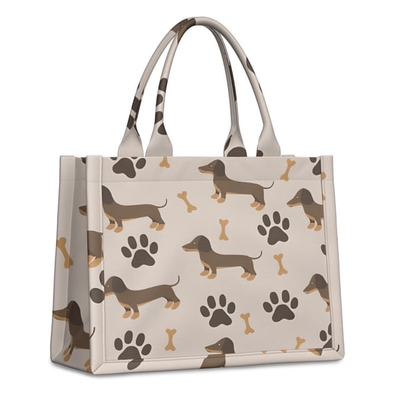 Large Capacity Tote Bag,Dachshund and Paws Handbag Fashion Luxury Tote Bag,15.7"x13"x 5.1" Inches,Laptop Compatible