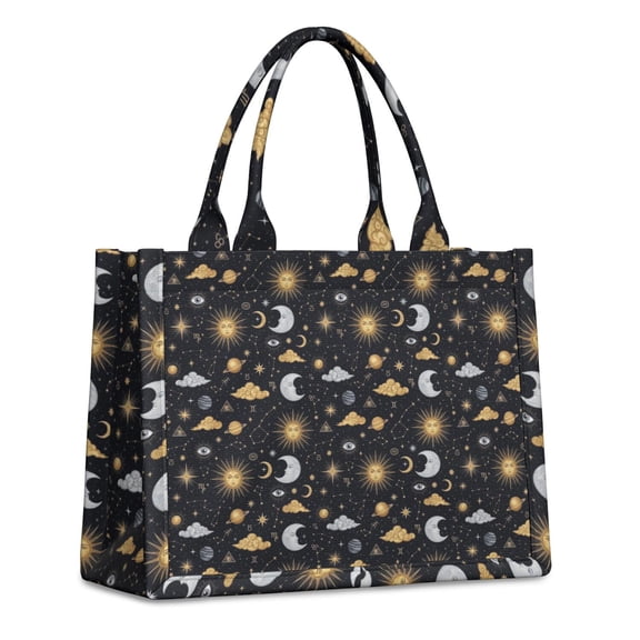 Large Capacity Tote Bag,Dark Blue Celestial Pattern Handbag Fashion Luxury Tote Bag,15.7"x13"x 5.1" Inches,Laptop Compatible