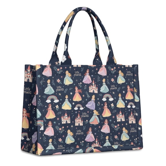 Large Capacity Tote Bag,Dark Blue Little Princess Pattern Handbag Fashion Luxury Tote Bag,15.7"x13"x 5.1" Inches,Laptop Compatible