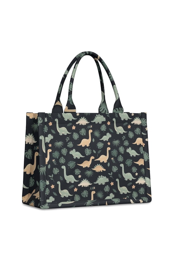 Large Capacity Tote Bag,Dark Green Leafy Dinosaurs Pattern Handbag Fashion Luxury Tote Bag,15.7"x13"x 5.1" Inches,Laptop Compatible