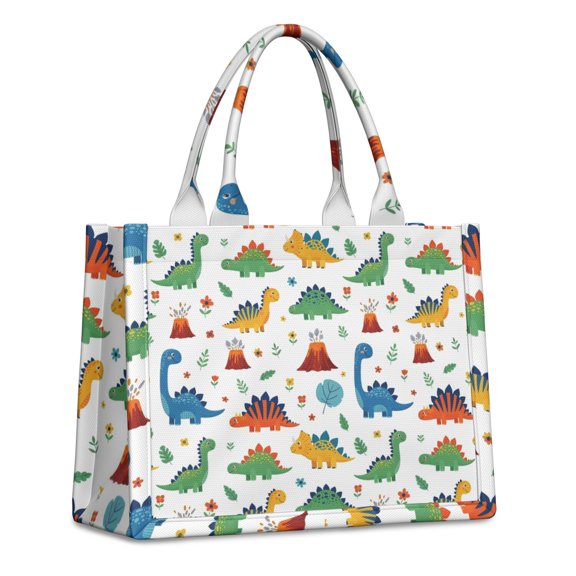 Large Capacity Tote Bag,Dinosaur and Volcano Pattern Handbag Fashion Luxury Tote Bag,15.7"x13"x 5.1" Inches,Laptop Compatible