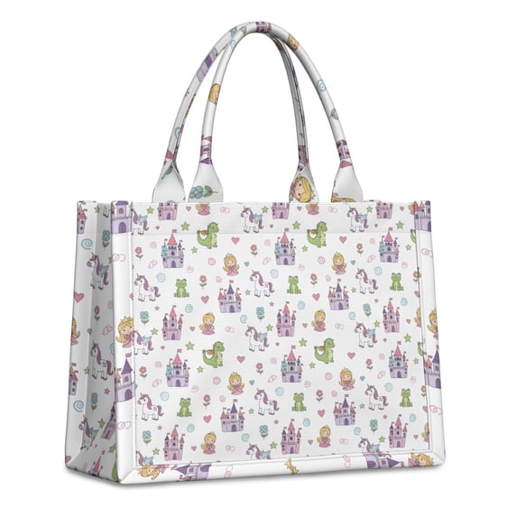 Large Capacity Tote Bag,Fairy Tale Princess Pattern Handbag Fashion Luxury Tote Bag,15.7"x13"x 5.1" Inches,Laptop Compatible